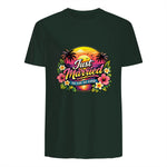 Couple de Jeunes mariés drôle Just Married Tropical Honeymoon in Forest Green - back view