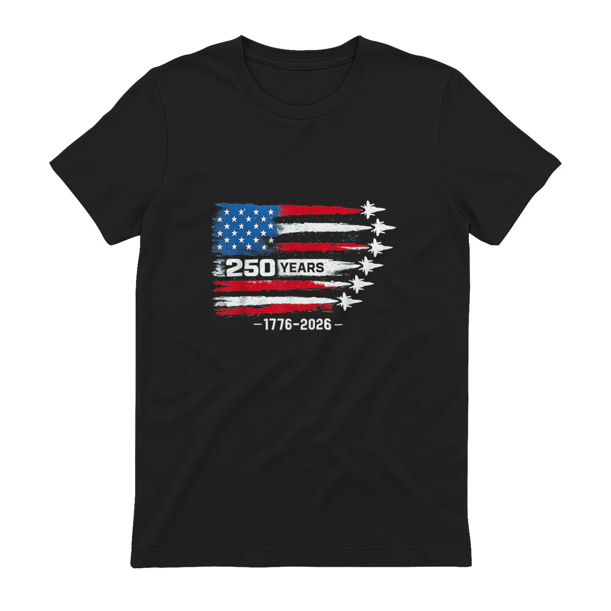 American Fourth of July Anniversary T-Shirt in Black - back view