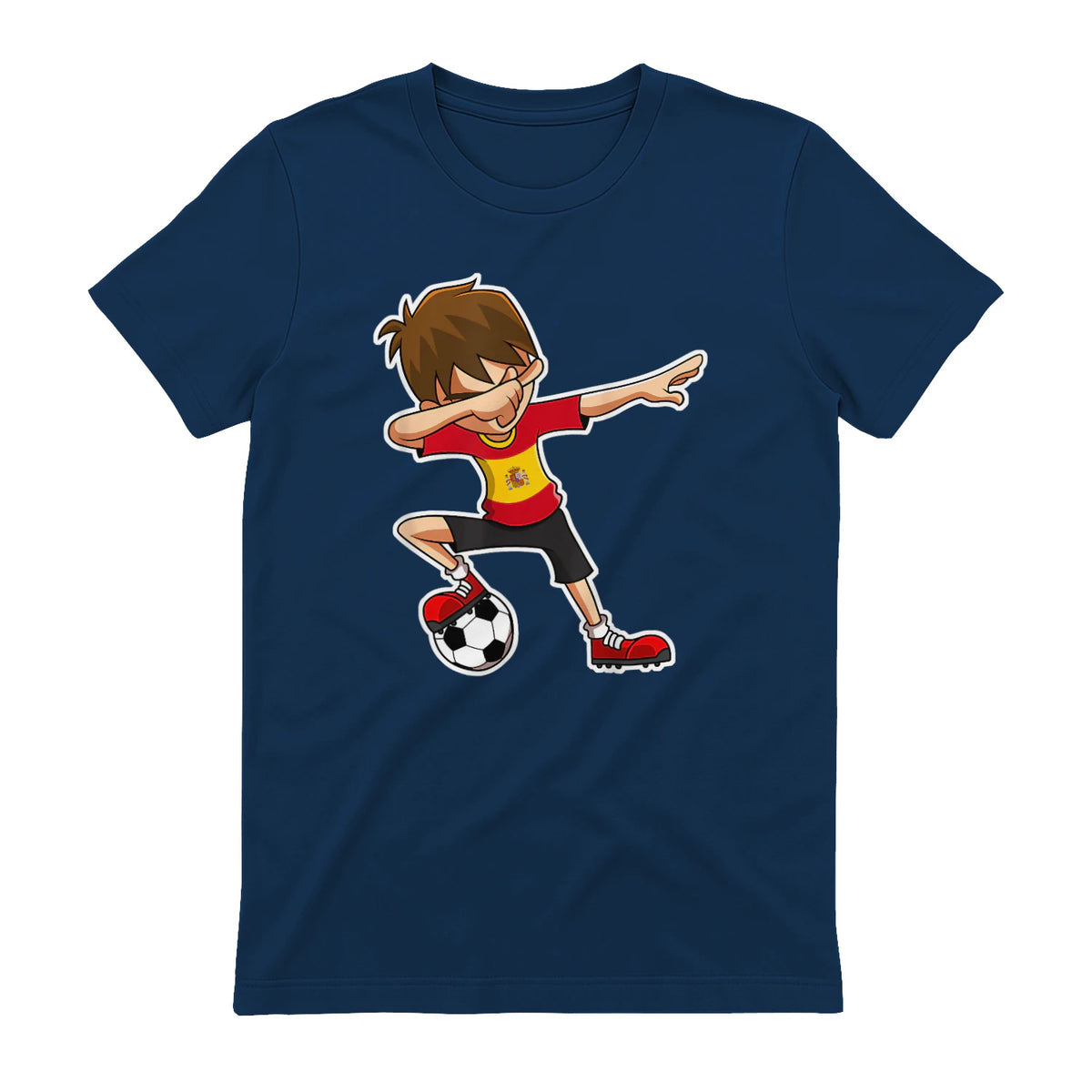 Dabbing Football Garçon Espagne Jersey, Espagnol Enfants Dab in Navy - back view
