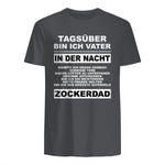 Zockerdad PC Spiele Gaming Zocken Konsole T-Shirt in Charcoal - back view