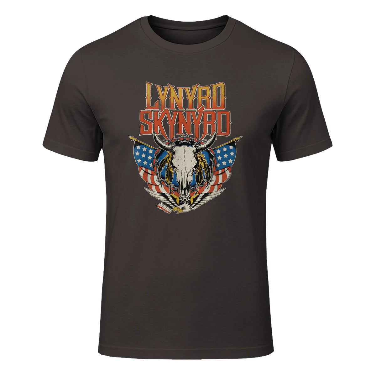 Lynyrd Skynyrd - Americana Steer Skull T-Shirt in Dark Chocolate - front view