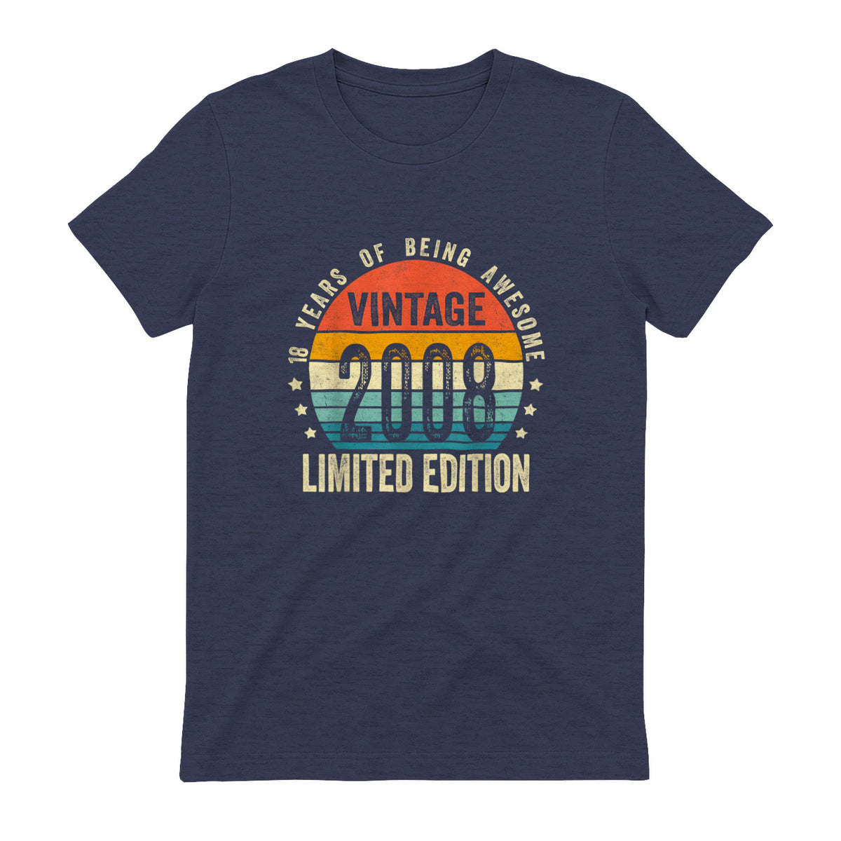 Vintage Eighteenth Birthday T-Shirt in Heather Navy - back view