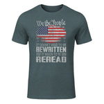 US Flag Constitution of The USA Needs to Be Reread T-Shirt in Dark Heather - front view