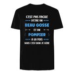 Départ Métier Super Pompier Humour Beau Gosse Pompier in Black - back view