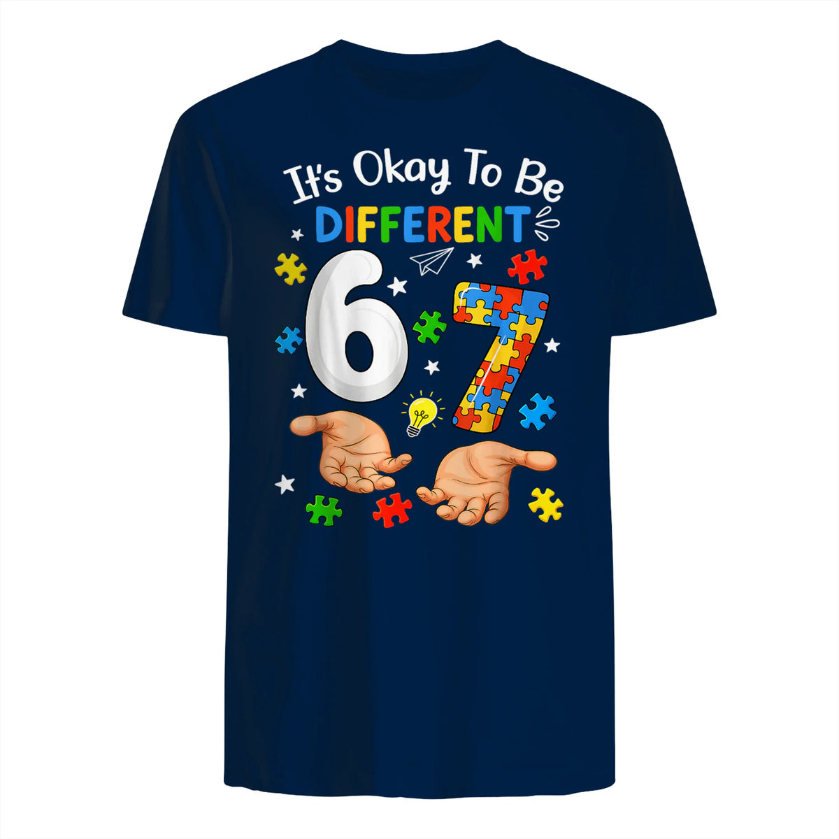 Six Seven Autism Awareness T-Shirt in Navy - back view