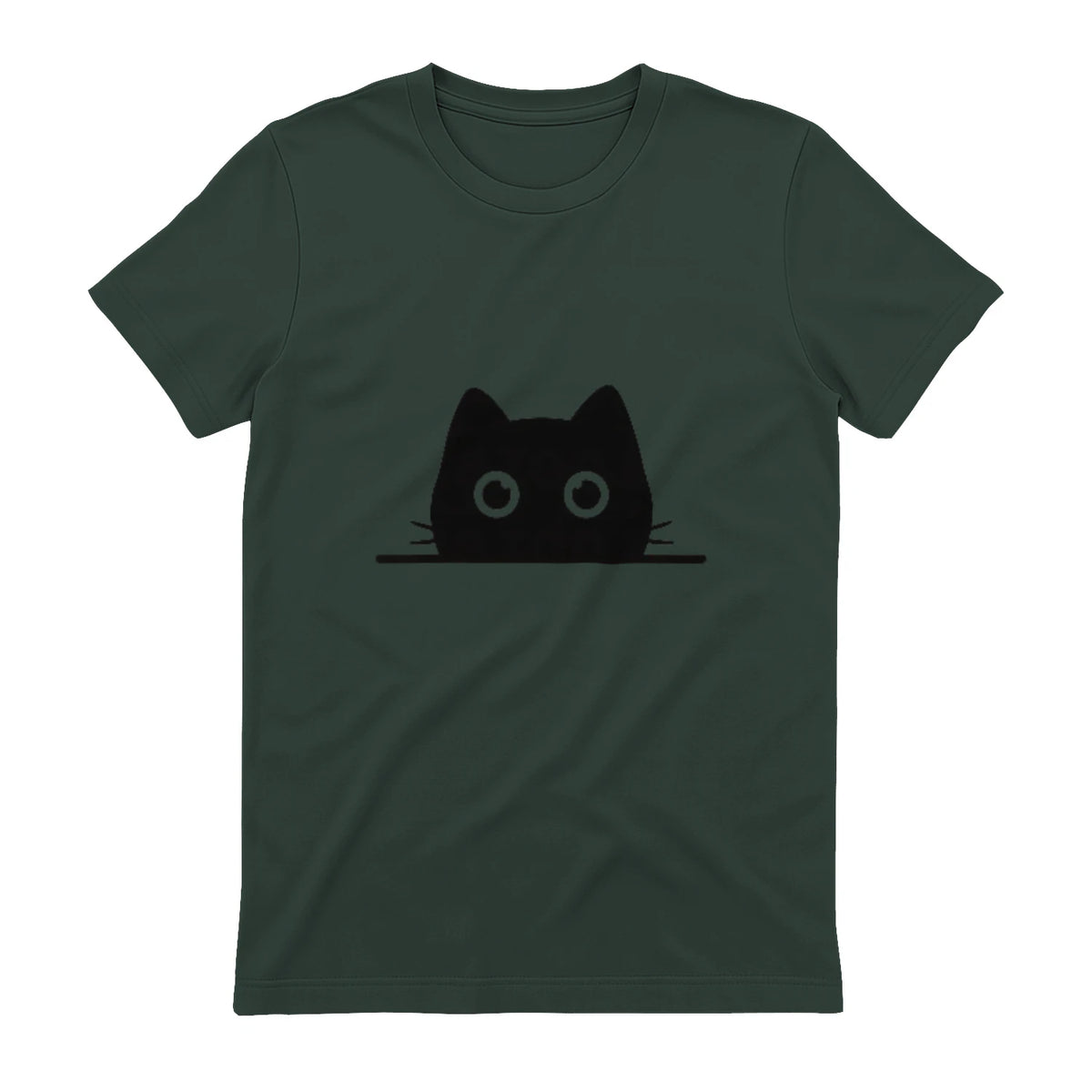Chemise avec motif de chat dans une poche pour enfants, femmes, hommes, amoureux des chats in Forest Green - back view