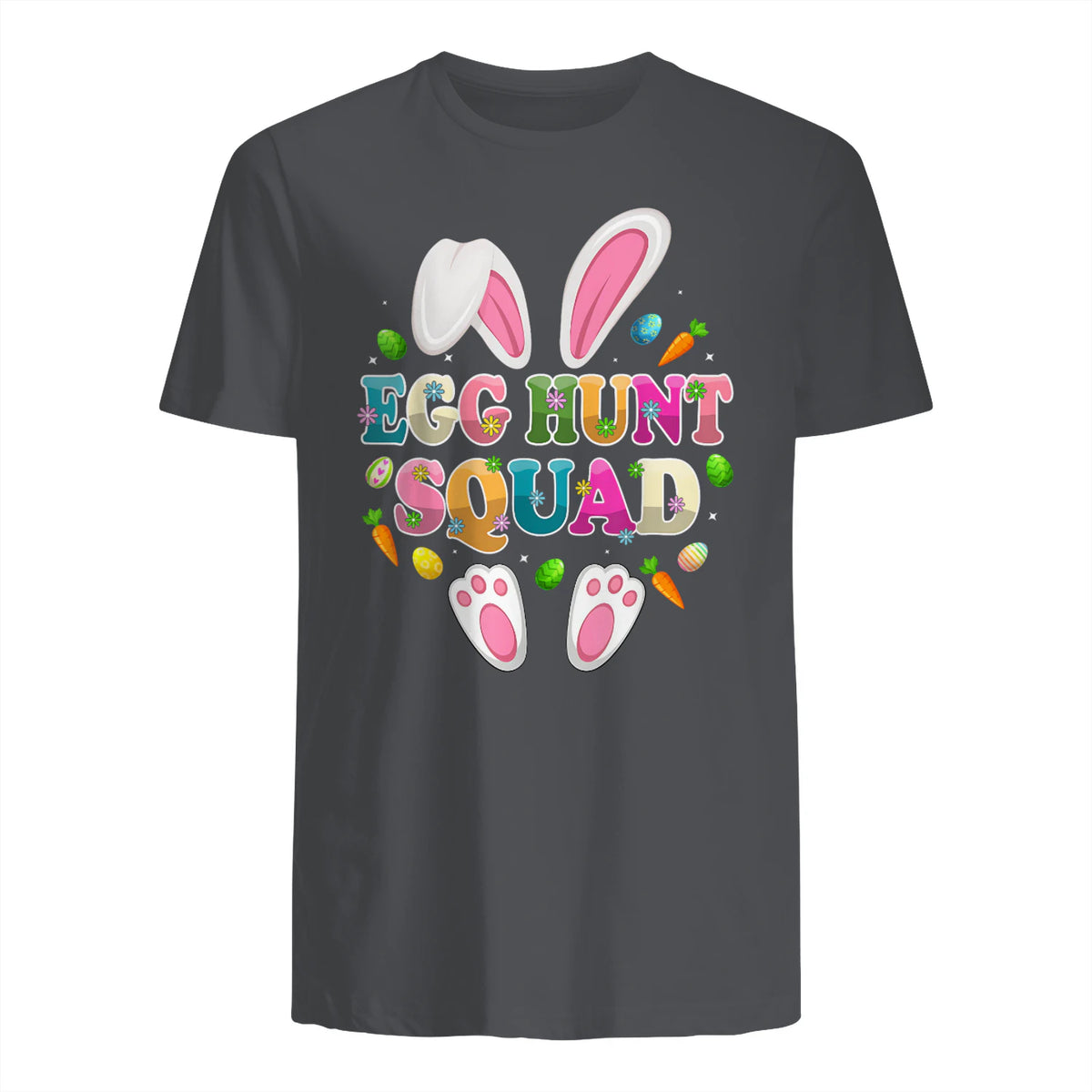 Egg Hunt Squad Bunny Happy Easter Day in Charcoal - back view