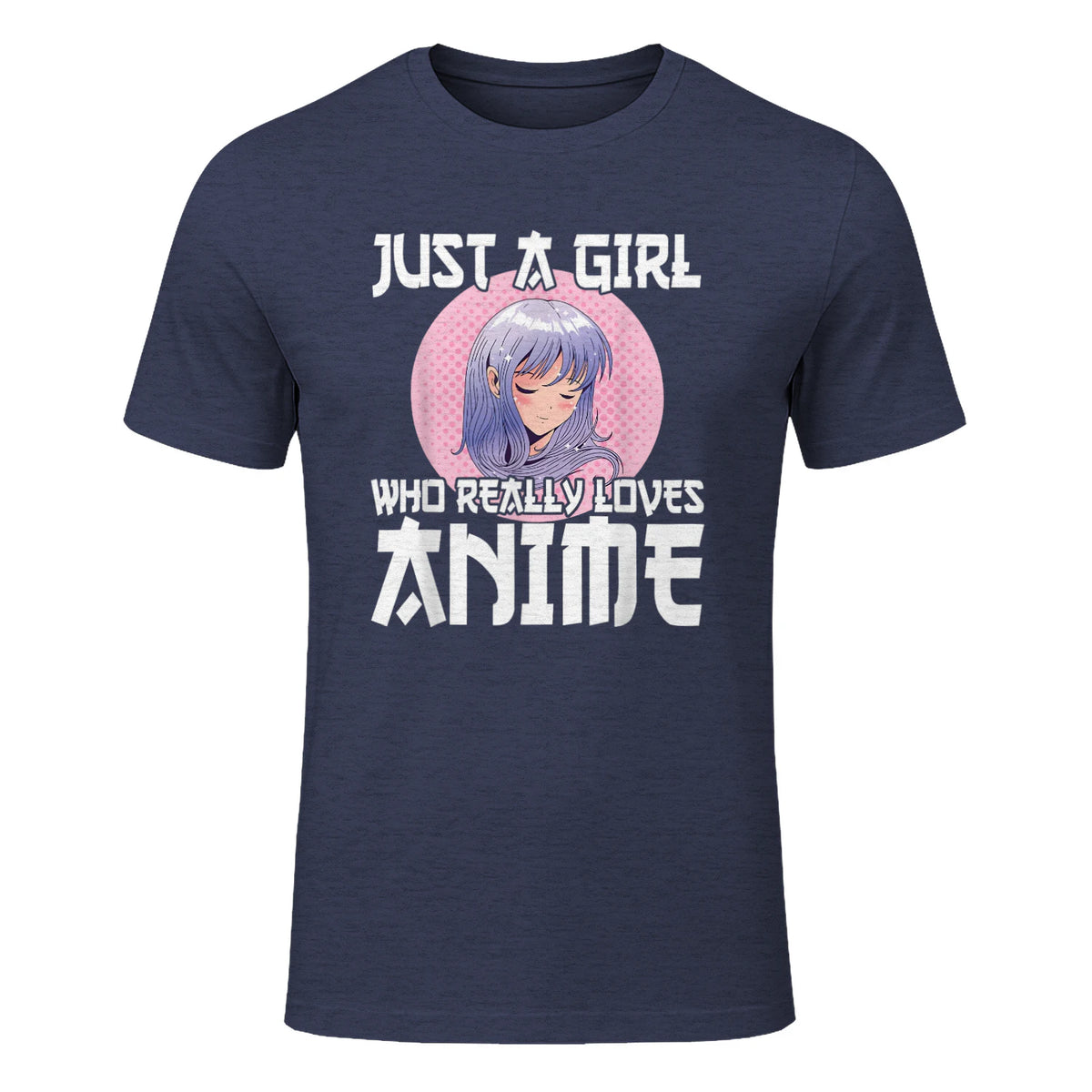 Manga & Anime Outfits for Women & Girls Anime Girl Merch Otaku Gift Just A Girl Who Loves Anime in Heather Navy - front view