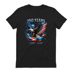 Patriotic Eagle and Flag Anniversary T-Shirt in Black - back view