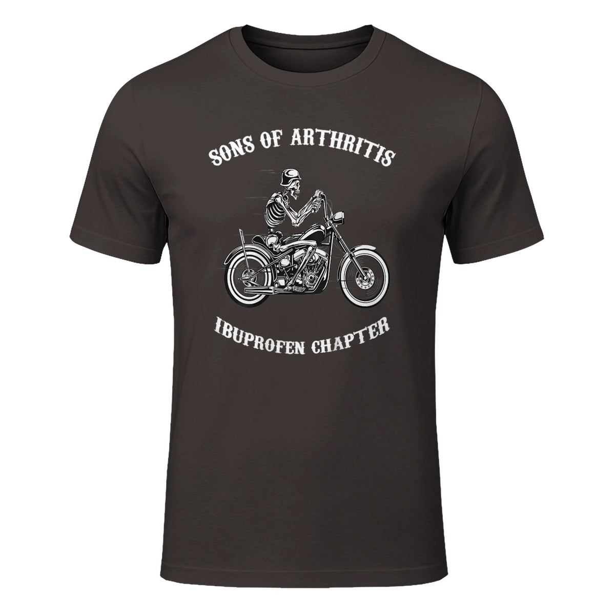 Sprüchewerkstatt Sons mit Arthritis Ibuprofen Chapter Motorradfahrer für Herren, Schwarz, in Dark Chocolate - front view