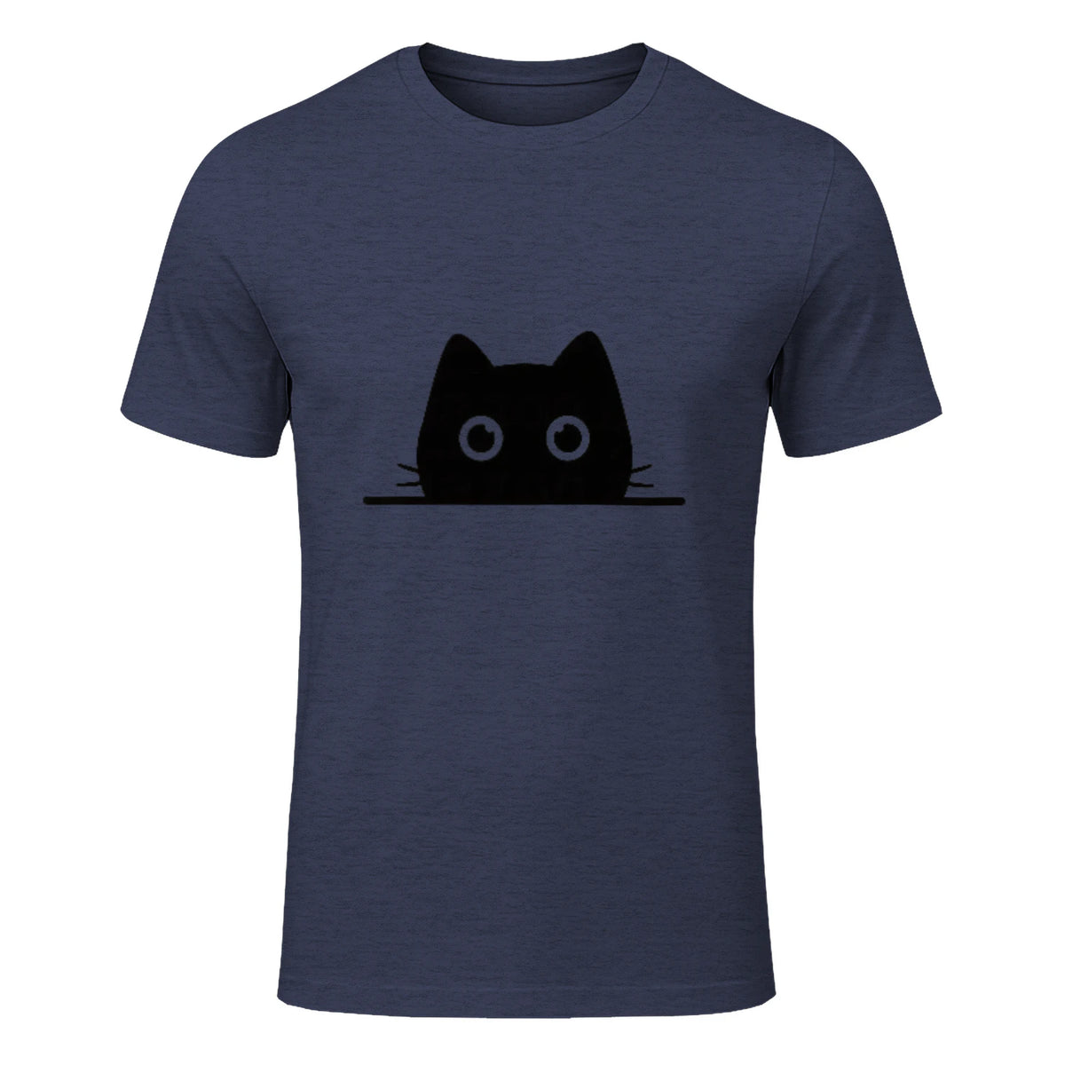 Chemise avec motif de chat dans une poche pour enfants, femmes, hommes, amoureux des chats in Heather Navy - front view