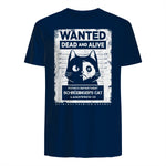 Schrödinger's Cat Wanted Dead And Alive Physics Physicist T-Shirt in Navy - back view