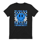 I Wear Blue for Autism Awareness T-Shirt in Black - back view