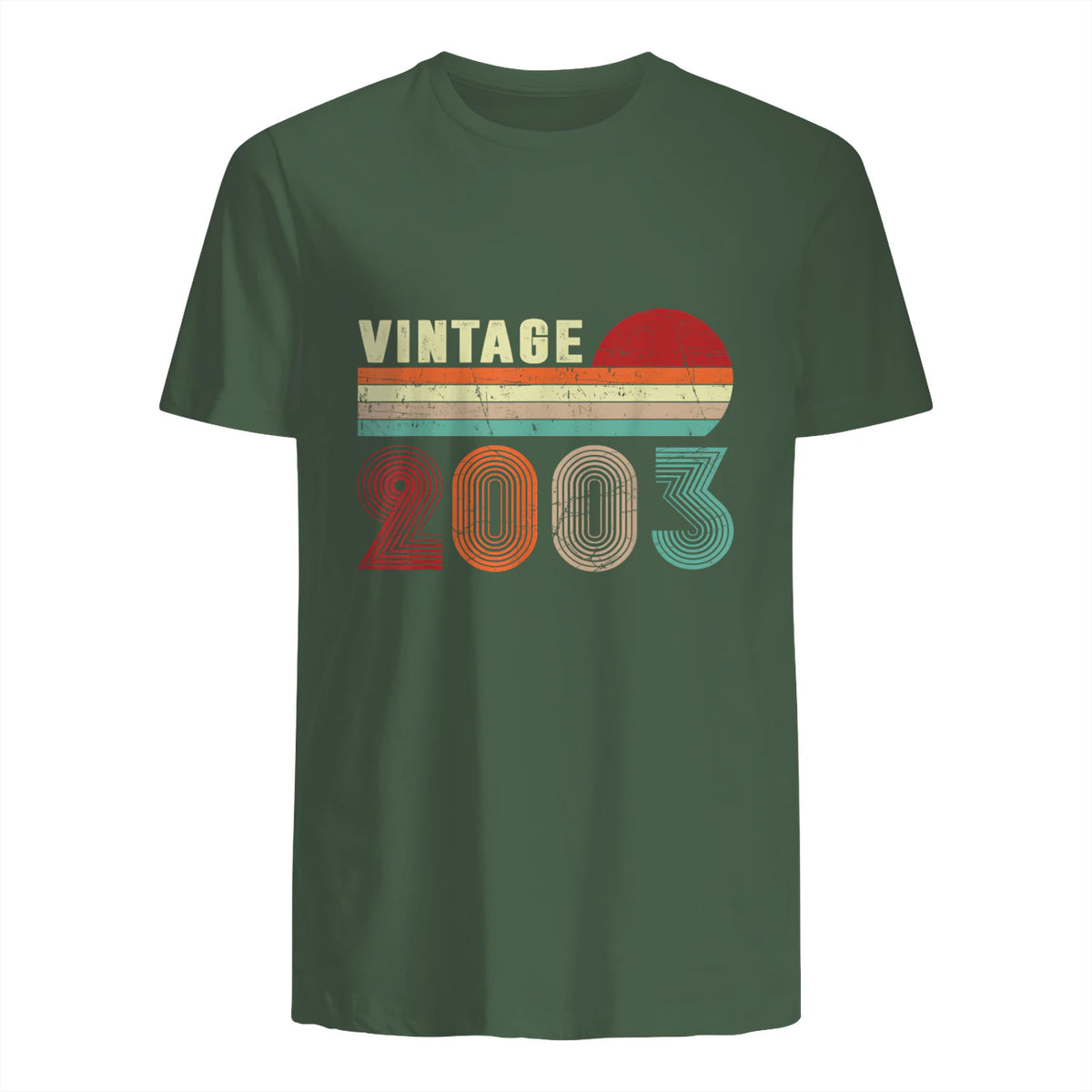 Vintage Twenty-Second Birthday T-Shirt in Military Green - back view