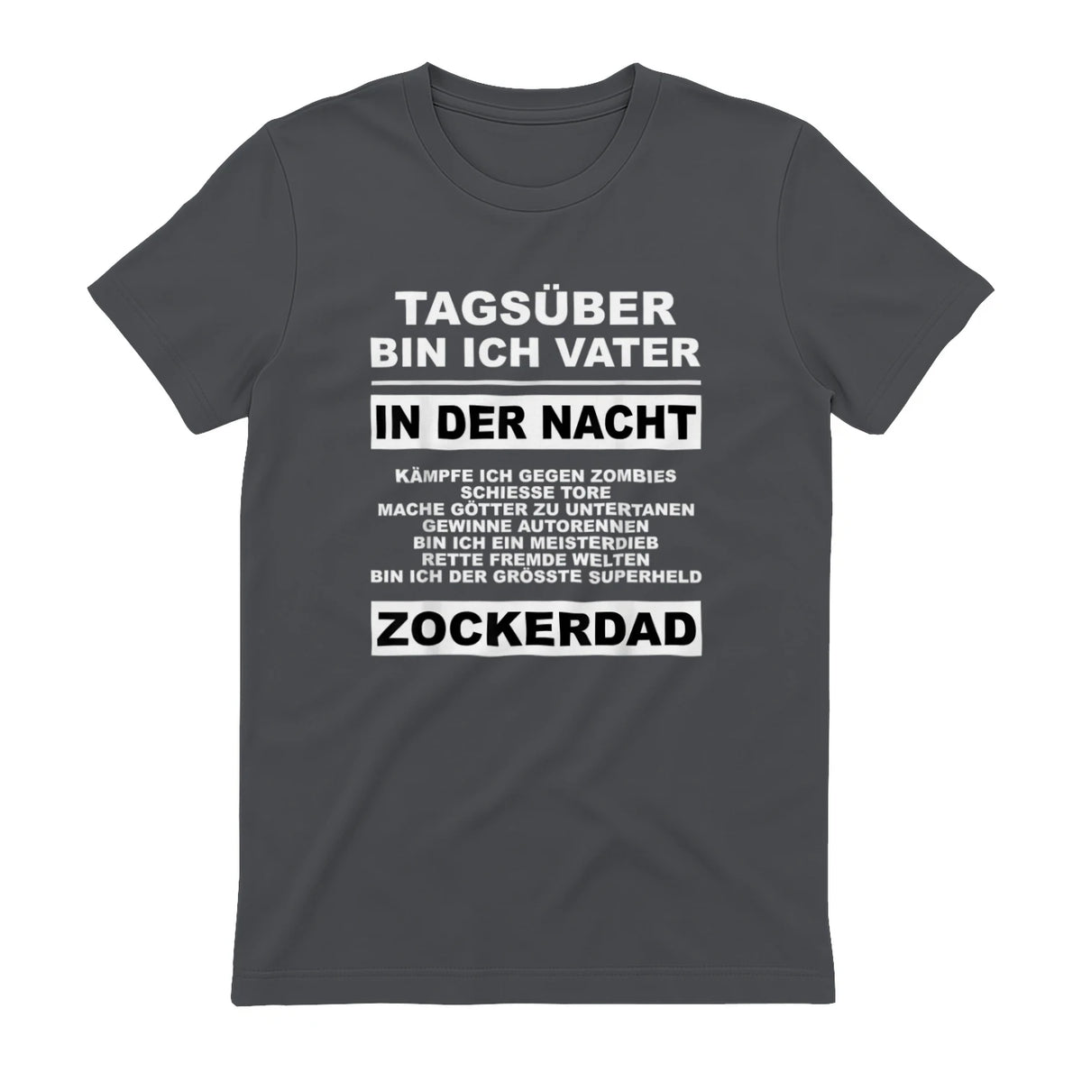 Zockerdad PC Spiele Gaming Zocken Konsole T-Shirt in Charcoal - back view
