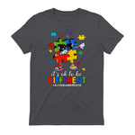 It's OK to Be Different Dabbing Puzzle Autism Awareness Kids in Charcoal - back view
