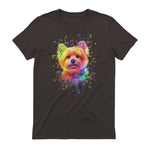 Colorful Splash Art Yorkshire Terrier Portrait Yorkshire Lover in Dark Chocolate - back view