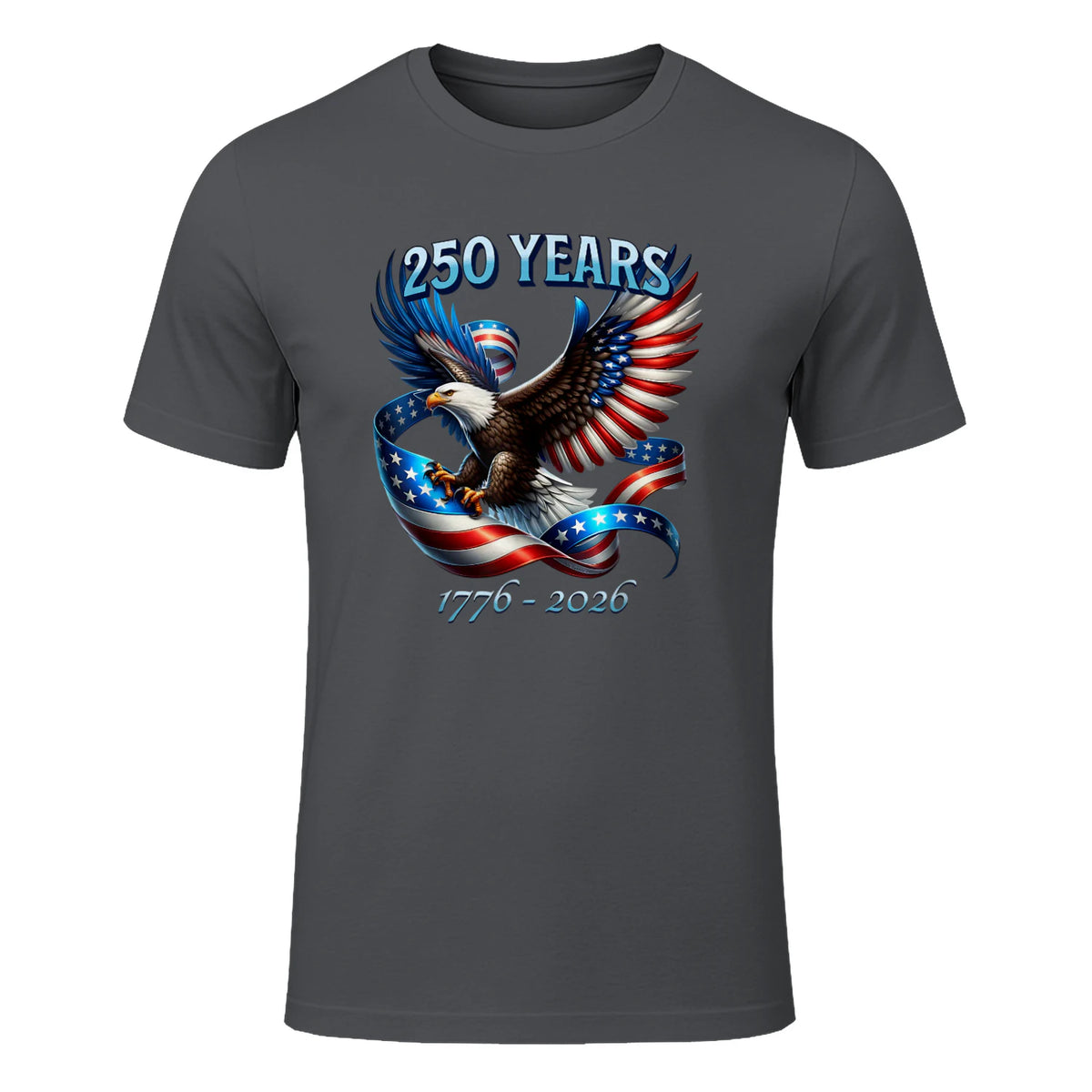 Patriotic Eagle and Flag Anniversary T-Shirt in Charcoal - front view
