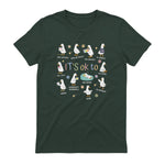 Funny It’s Ok to Be Different Autism Goose Teacher in Forest Green - back view