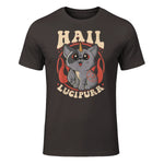 Cute & Funny Satanic Hail Lucipurr Rainbow Kitty Goth in Dark Chocolate - front view
