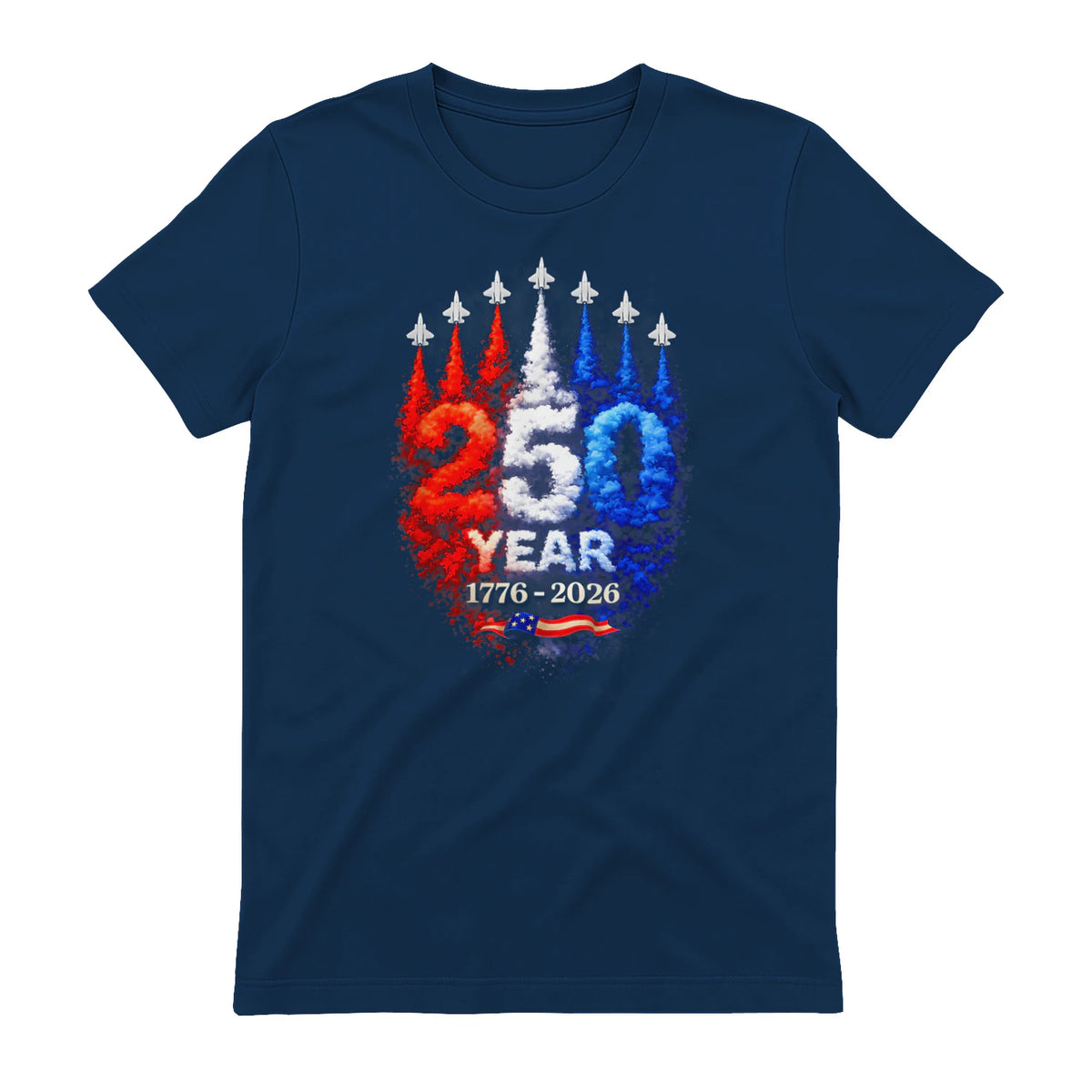 American Patriotic Fourth of July Anniversary T-Shirt in Navy - back view