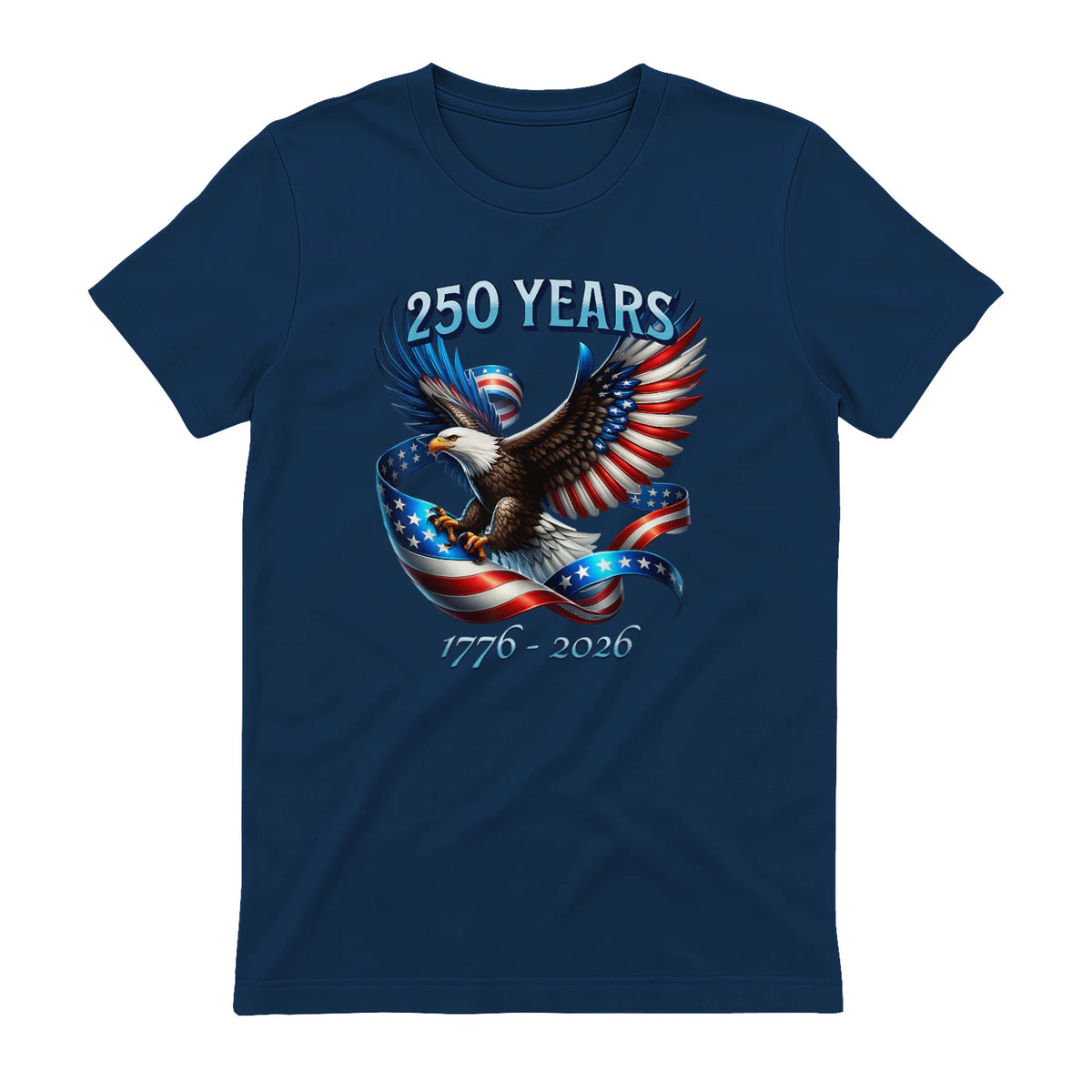 Patriotic Eagle and Flag Anniversary T-Shirt in Navy - back view