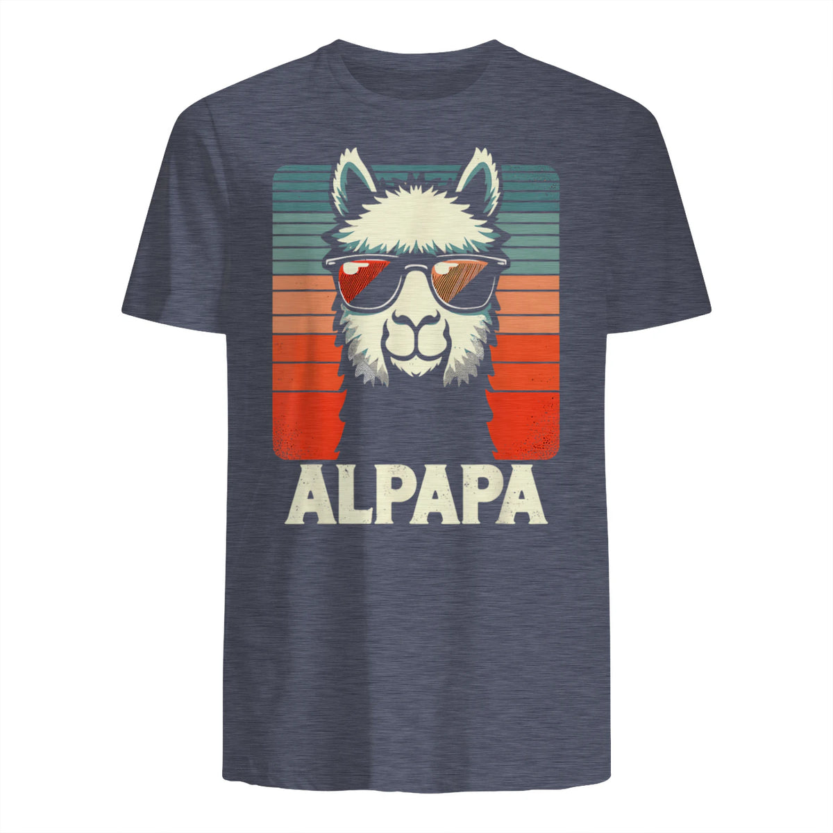 Bester Papa Alpapa Alpaka Frischgebackener Papa Vatertag T-Shirt in Heather Navy - back view