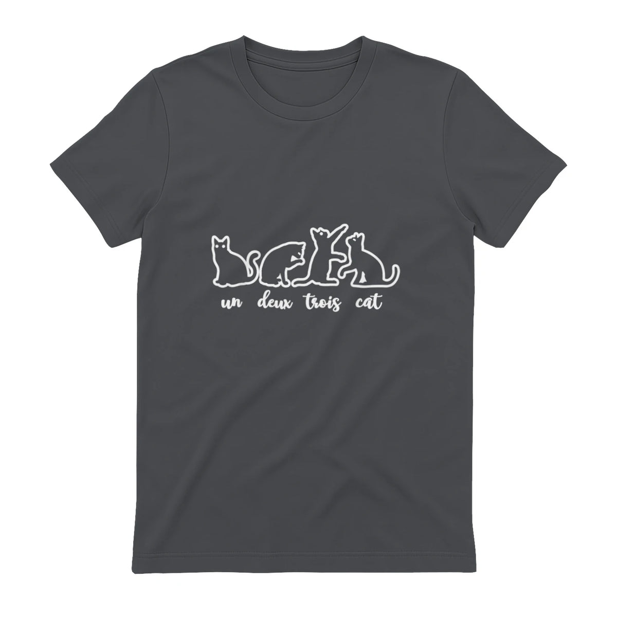 Un Deux Trois Cat, Cute & Funny Kittens, Gift For Cat Lovers T-Shirt in Charcoal - back view
