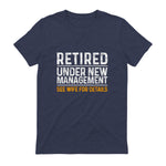 Funny Retirement Party Men's T-Shirt - Dad Humor, Classic Fit, Short Sleeve - Black in Heather Navy - back view