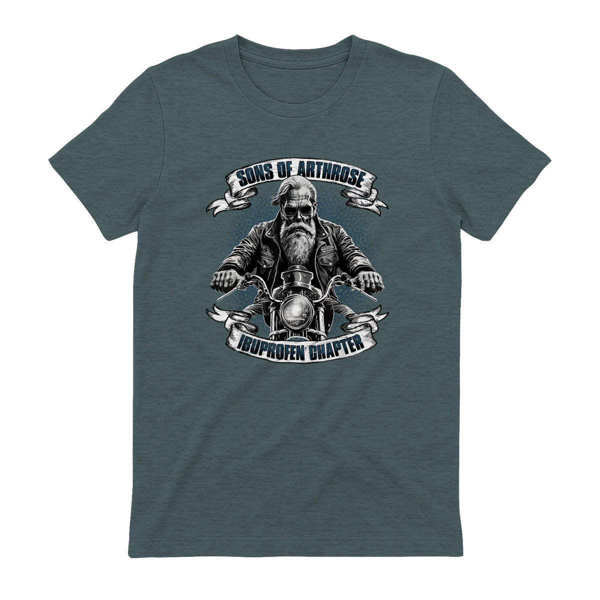 Lustiger Biker Spruch für den alten Mann - Sons of Arthrose - Ibuprofen Chapter Biker Motorradfahrer für ältere in Dark Heather - back view