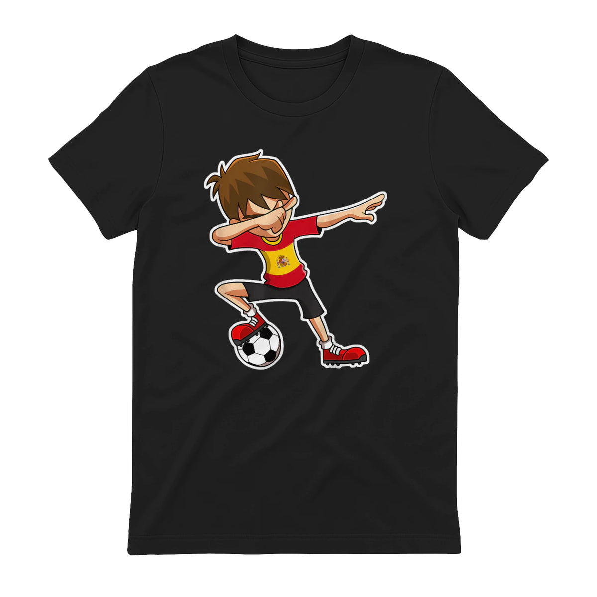Dabbing Football Garçon Espagne Jersey, Espagnol Enfants Dab in Black - back view
