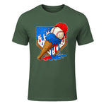 Distressed Baseball Boys Ice Cream Drip Baseball Boys Youth T-Shirt in Military Green - front view