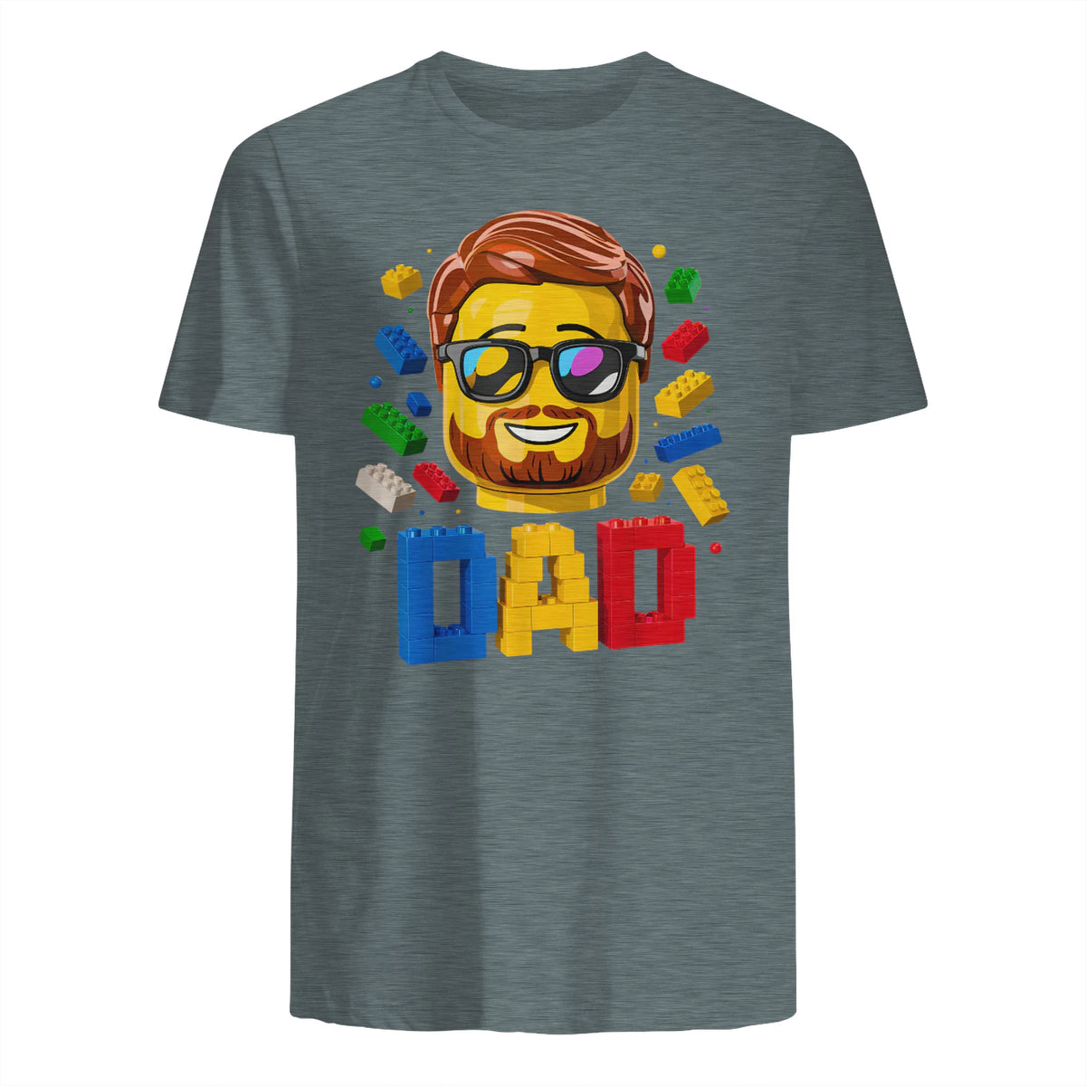 Dad Master Builder T-Shirt in Dark Heather - back view