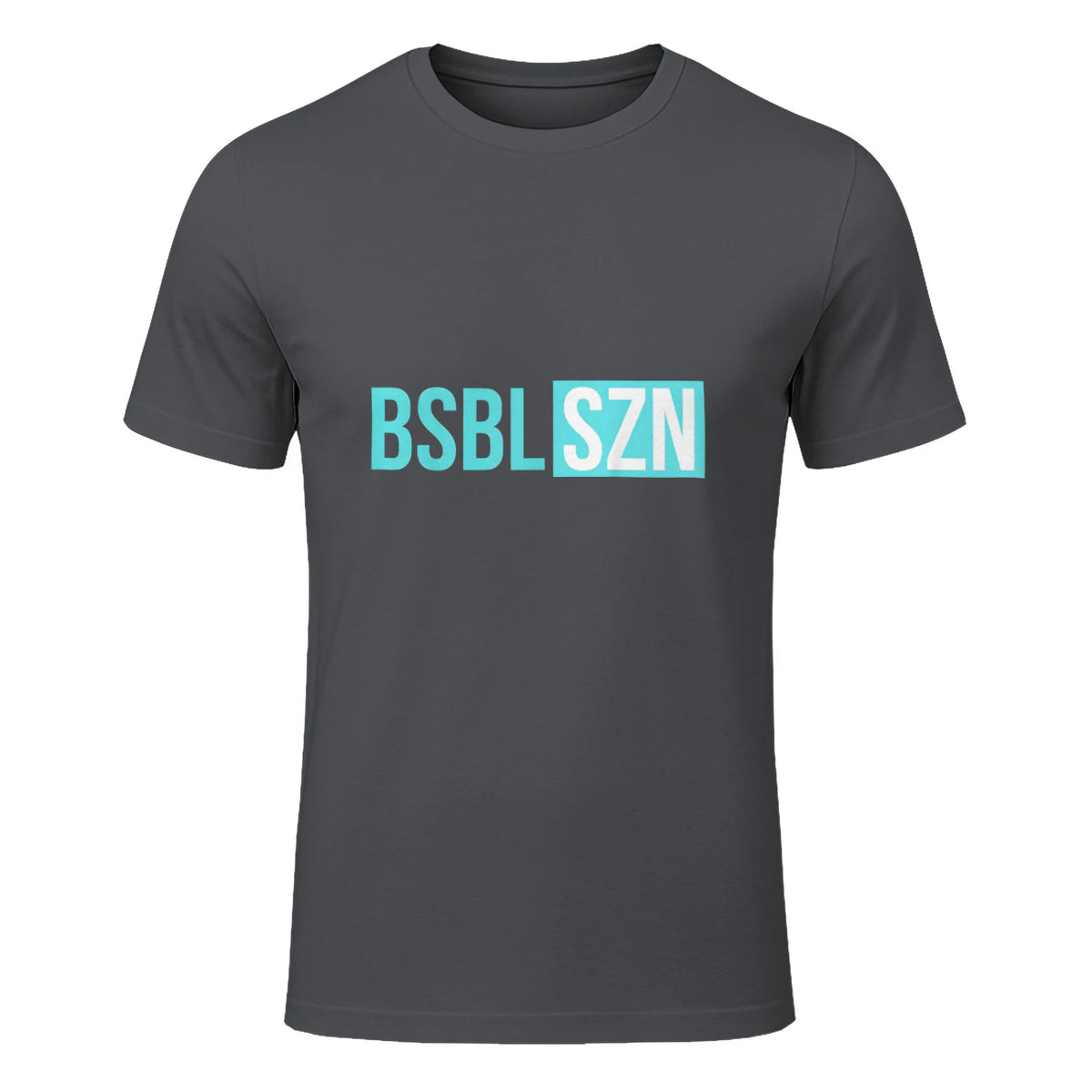 BSBL SZN Baseball Season Game Day Boys Girls Youth T-Shirt in Charcoal - front view