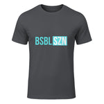 BSBL SZN Baseball Season Game Day Boys Girls Youth T-Shirt in Charcoal - front view