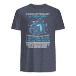 Five Signs I'm Probably a Dragon T-Shirt in Heather Navy - back view