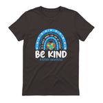 In April We Wear Blue Autism Ribbon T-Shirt in Dark Chocolate - back view