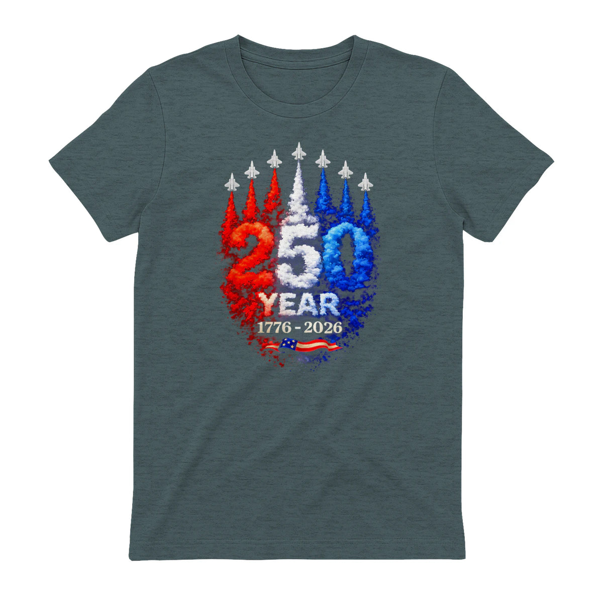 American Patriotic Fourth of July Anniversary T-Shirt in Dark Heather - back view