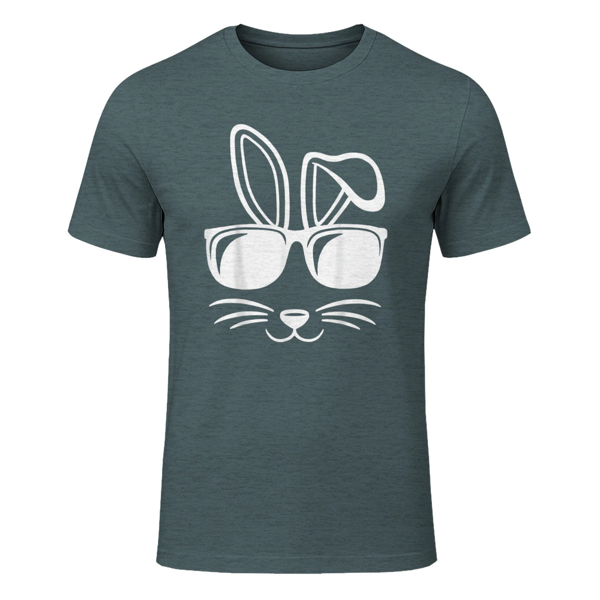 Bunny Face With Sunglasses Men Boys Kids Easter Day in Dark Heather - front view