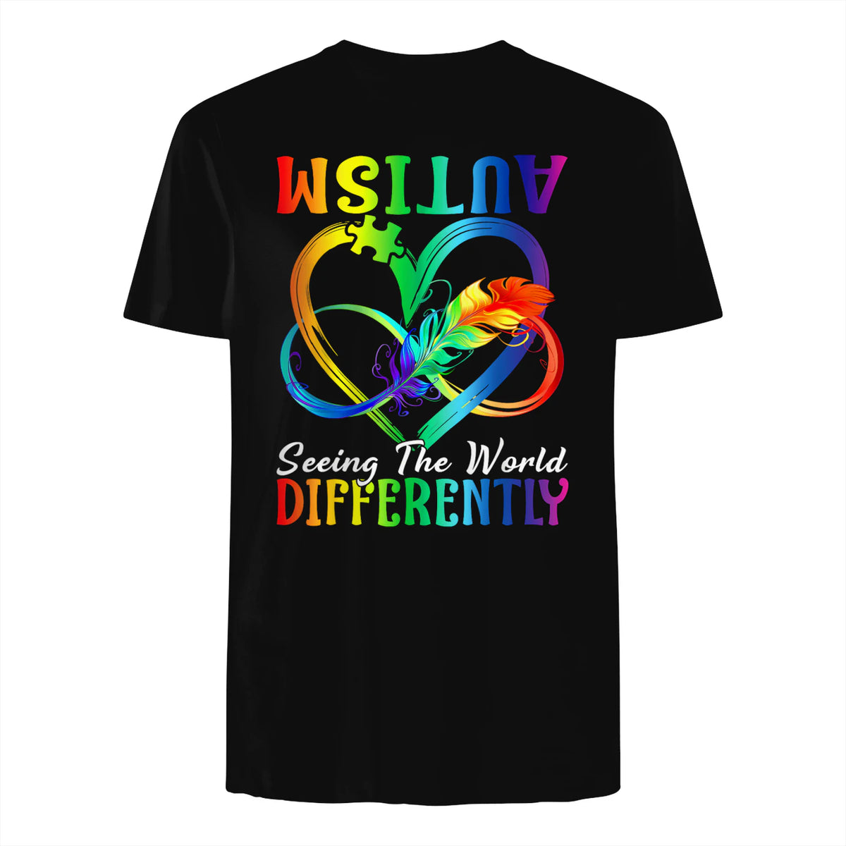 Seeing the World Differently Autism Awareness Infinity in Black - back view