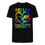 Seeing the World Differently Autism Awareness Infinity in Black - back view