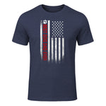 Best Dog Dad Ever American Flag Gift for Best Father in Heather Navy - front view