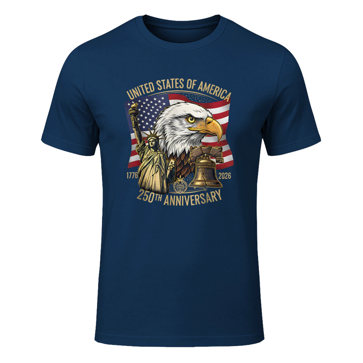 Anniversary Eagle Liberty Bell T-Shirt in Navy - front view