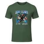 Eagle and Flag Anniversary Birthday T-Shirt in Military Green - front view