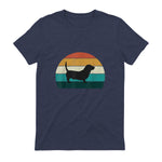 Basset Hound rétro Amant Vintage Sunset Dog & Puppy in Heather Navy - back view