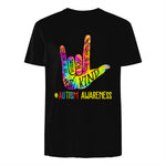 Be Kind ASL Love Sign Language Hand Autism Awareness Tie Dye in Black - back view