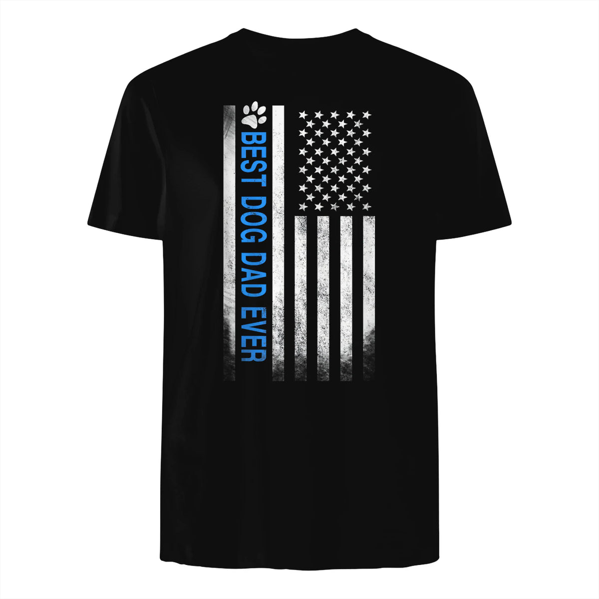 Best Dog Dad Ever American Flag T-Shirt Gift for Best Father in Black - back view