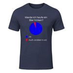 Lustiges Bier Shirt I Alkohol Trinken Party Fest Wein in Heather Navy - front view