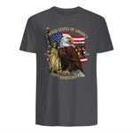 Patriotic Eagle Liberty Bell Anniversary T-Shirt in Charcoal - back view