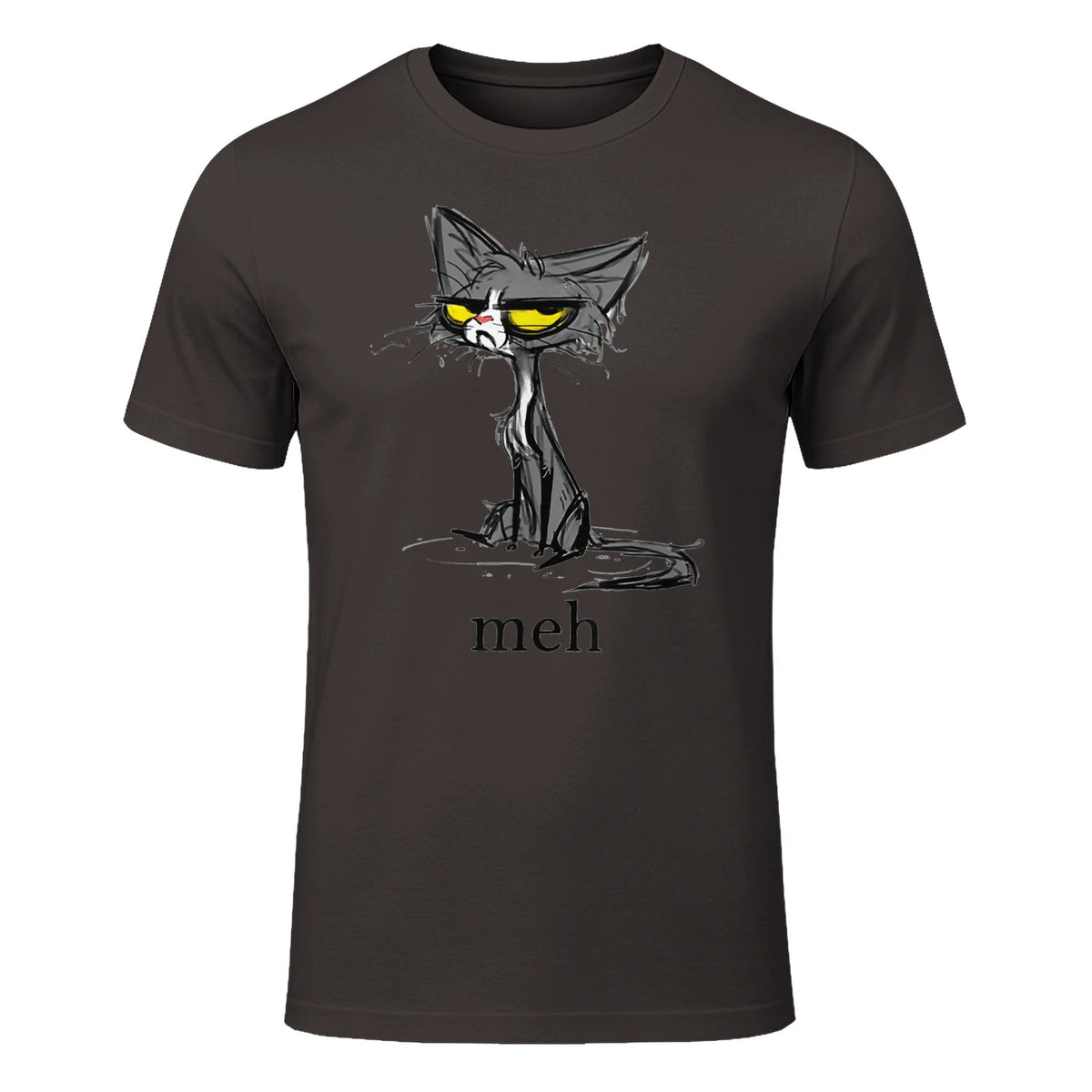 Funny Meh Cat Gift for Cat Lovers in Dark Chocolate - front view